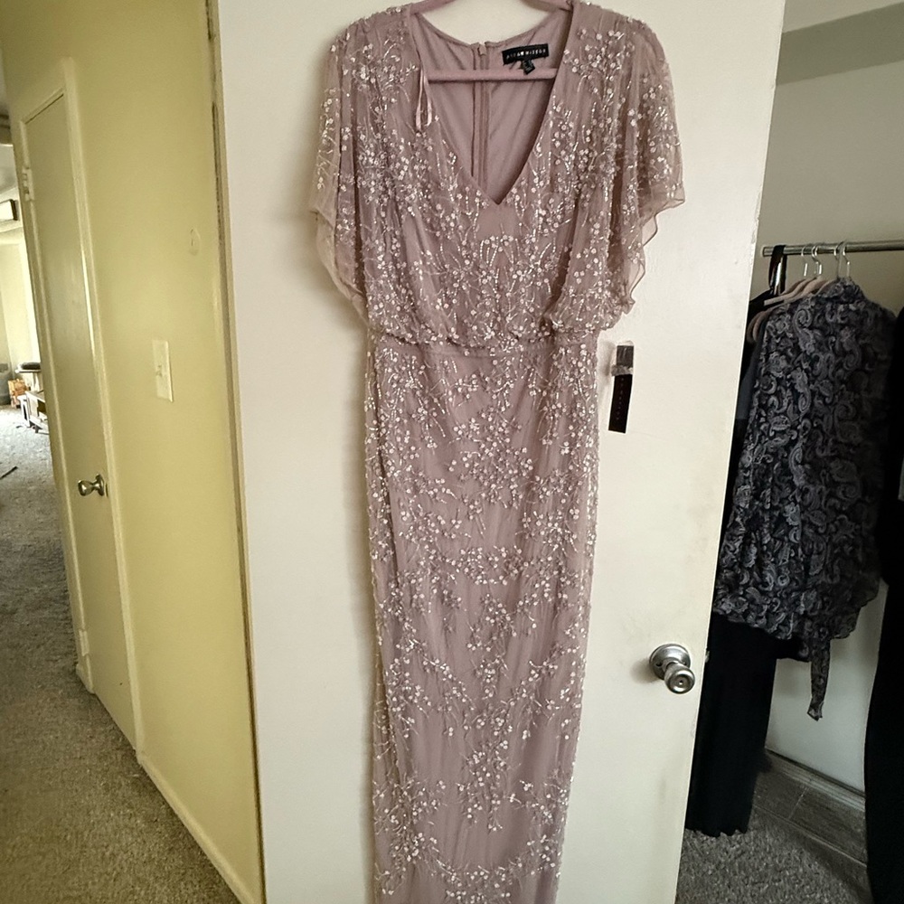 Aidan Mattox Lavender Sequin Maxi Dress